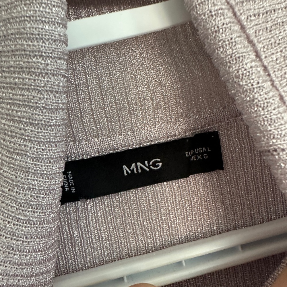 Mango Metallic Knit Turtle Neck Top in Light Purple - Picture 2 of 3